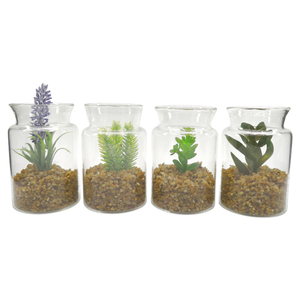 Lot de 4 pots de plantes artificielles cactus lotus avec plateau <span class=keywords><strong>en</strong></span> <span class=keywords><strong>bambou</strong></span> décor d'étagère pour succulentes - Product Image 3