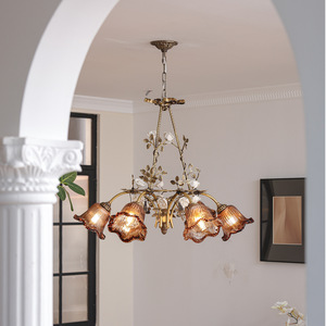 French Style Floral Chandelier Multi Head E26 LED <b>Light</b> Source Round Design For Living Room And <b>Dining</b> Room - Product Image 1