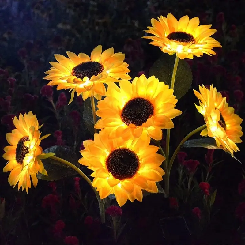 Ao ar livre À Prova D' Água Paisagem Lâmpadas LED Solar Jardim Decorativo Flor Girassol Luzes da Estaca