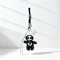 Ornement de sac esthétique gothique emo, mascotte squelette avec cordon tressé, accessoire de sac à dos Harajuku punk pour adolescents, cadeau