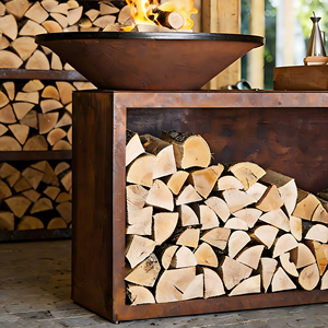 Barbecue in Acciaio Corten con Braciere, <span class=keywords><strong>Griglia</strong></span> <span class=keywords><strong>per</strong></span> Barbecue a Legna da Esterno con Supporto, Caminetto da Patio Resistente alle Intemperie, Durevole e Personalizzabile - Product Image 6