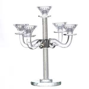 5 branch crystal glass candelabra for home hotel event decoration