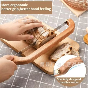 Wooden <b>Bread</b> <b>Knife</b> Stainless Steel Blade 8-9.9 In Durable For Slicing Baguette And Toast Kitchen Use - Product Image 3