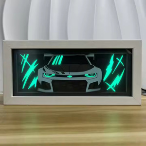 Lampe <span class=keywords><strong>de</strong></span> chevet LED rectangulaire moderne <span class=keywords><strong>de</strong></span> taille moyenne avec impression laser 3D en forme <span class=keywords><strong>de</strong></span> voiture, cadre en bois, colorée, alimentée par USB, pour la décoration <span class=keywords><strong>de</strong></span> la maison et <span class=keywords><strong>de</strong></span> la chambre - Product Image 1