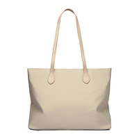 Grand sac fourre-tout tendance en cuir véritable Bleecker avec fermeture éclair, motif uni, doublure en polyester, couleur parchemin