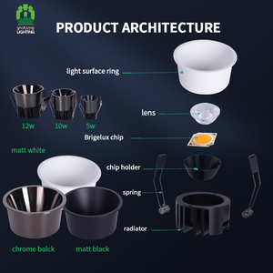 <span class=keywords><strong>Spot</strong></span> <span class=keywords><strong>LED</strong></span> COB anti-éblouissement profond, puce Bridgelux, RA98, spectre complet, encastré, 7W 10W 12W pour l'éclairage domestique et commercial - Product Image 6