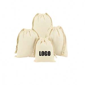 Custom logo Natural Color Canvas Cotton <b>Bag</b> Double <b>String</b> Shoe Dust Drawstring Shopping <b>Bag</b> - Product Image 1