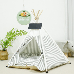 Ins Hot Sale Huisdier Tipi Fold Pet Tent Meubel Kat <span class=keywords><strong>Bed</strong></span> Met Pad Houten Hondenbed Kleine Huizen Voor Honden Eco Vriendelijk Huisdier <span class=keywords><strong>Bed</strong></span> - Product Image 1