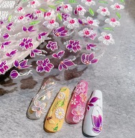 Luxe 5D En Relief Fleur Conception Nail Art Autocollants 3D Papier Manucure Stickers pour Articles De Fête
