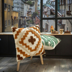 وسادة مربعة بوهيمية بسيطة عابرة للحدود، مزينة بحلقات منسوجة ومطرزة على القماش، للاستخدام المنزلي ووسائد الأريكة - Product Image 2