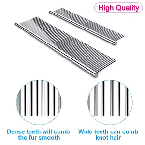 Peine para Mascotas NiBao de Acero Inoxidable con Dientes de Diferentes Espacios para Eliminar el Pelo Muerto y las Pulgas en Perros y Gatos - Product Image 3