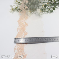 Bordure en dentelle brodée florale rose clair de 12 cm pour robe, poignets, accessoires vestimentaires, couture
