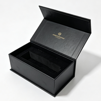 Boîtes cadeaux magnétiques noires recyclables personnalisées en gros avec logo doré, boîtes d'emballage de luxe pour parfums et huiles essentielles