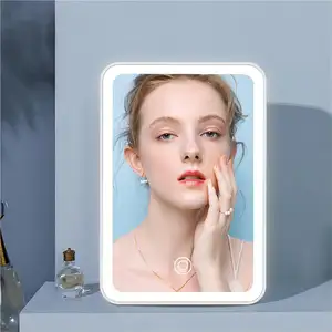 Logo personalizzato tavolo da tavolo portatile pieghevole specchio per trucco cosmetico Led specchio da trucco con batteria a secco con luce