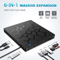 Lecteur de DVD externe multifonctionnel Slim Portable USB 3.0 Type-C Hub DVD-ROM Graveur CD Duplicateur avec 2 ports USB Emplacement pour carte SD TF