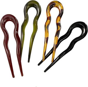 Horquilla para el pelo de 13 cm de tamaño grande con diseño de onda, pinza para moño, horquilla en forma de U de acrílico para niñas y mujeres - Product Image 1