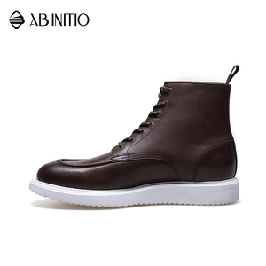 Bottes en cuir marron à plateforme et à cheville <span class=keywords><strong>haute</strong></span>, style décontracté pour hommes - Product Image 2