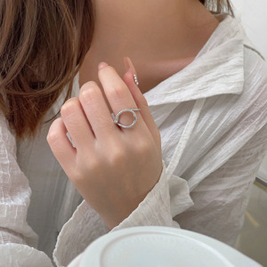 Silver S925 Pure Silver Geometric Twisted <b>Open</b> <b>Ring</b> For Women Everyday Wear - Product Image 4