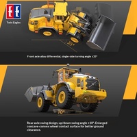 Double Eagle E592 Bulldozer Telecomandato a Propulsione a Batteria con Asta in Lega e Proporzioni Complete, Pala Caricatrice Volvo a Quattro Ruote Motrici