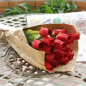 Flores artificiales de madera FCR1901, rosas artificiales, venta al por mayor