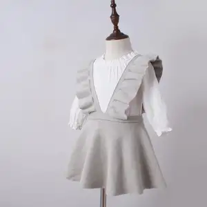 Crianças roupas de verão do bebê menina voar manga listrada falbala projeto vestido vestido de festa da princesa crianças de algodão macio