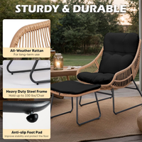 Fauteuil Papasan en osier pour extérieur, chaise longue de lecture avec repose-pieds pour salon, chambre, balcon, véranda