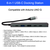 Kit de démarrage Arduino UNO Q avec carte mère Linux 2 Go/4 Go, caméra 4K, station d'accueil PD 45 W, USB 3.0, ordinateur de bureau