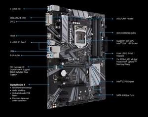 เมนบอร์ด <span class=keywords><strong>ASUS</strong></span> PRIME Z370-P/P II ATX รองรับ LGA1151 สำหรับ <span class=keywords><strong>Intel</strong></span> รุ่นที่ 8/9 I7 I5 <span class=keywords><strong>I3</strong></span> PCIE3.0 DDR4 4x64GB M.2 USB 3.1 สำหรับคอมพิวเตอร์ตั้งโต๊ะเล่นเกม - Product Image 5