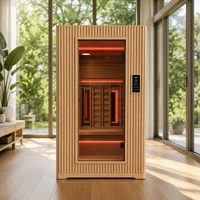 Cabine de sauna infrarouge fiable pour 2 personnes en bois de pruche, faible EMF, avec chauffages en fibre de carbone, pour spa sec intérieur, système de soins de santé