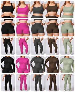 Conjunto de 5 Piezas de Ropa Deportiva para Mujer Talla Grande: Pantalones Acampanados, Leggings de Yoga, Shorts de Ciclismo, Chaqueta y Sujetador Deportivo - Product Image 6