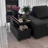 Table d'appoint de canapé moderne avec plateau en marbre et cadre en bois, meuble de rangement multifonctionnel minimaliste intelligent pour la maison