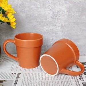 Custom Logo Terracotta Flower Pot Coffee Mug Cute Ceramic Plant Pot Mug with Shovel Spoon - Product Image 3