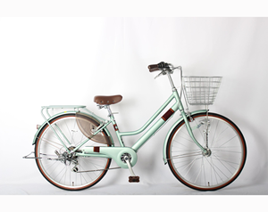 Vélo de route en alliage d'aluminium pour femmes de <span class=keywords><strong>24</strong></span> <span class=keywords><strong>pouces</strong></span> avec cadre en acier à 6 vitesses, vélo de <span class=keywords><strong>ville</strong></span> pour adultes avec système de frein à double V et panier - Product Image 1