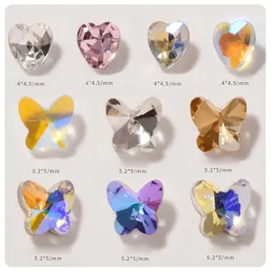 Ongles en cristal, papillon, couleur magique, aurore, bout du doigt, amour K9, diamant, petite pointe, fond transparent, couleur magique, accessoires pour ongles