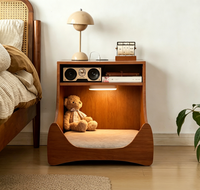 Table de chevet multifonctionnelle en bois avec chargeur sans fil et lumière LED pour salle à manger, salon et chambre à coucher