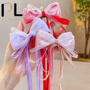 Set di 2 fermagli per capelli lunghi con nastro per bambine, fermagli a fiocco con nappa di alta qualità per neonate, accessori per capelli - Product Image 1