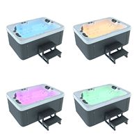 VIRPOL Bain à remous extérieur moderne en acrylique pour 2 personnes, contrôle Balboa, 41 jets, lumières LED, 2 filtres, couverture pour balcon, appartement, hôtel