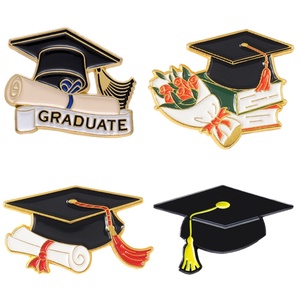 Custom Flower Scroll Doctoral <b>Hat</b> Badge Graduation Season Cap Brooch Metal Badge Enamel <b>Pins</b> - Product Image 1