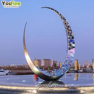 YOUFINE Grande Sculpture Abstraite Moderne en Acier Inoxydable de Luxe pour Décoration Urbaine Extérieure de Circulation Publique - Product Image 1