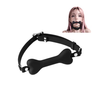 Mordaza de boca AVA, mordaza de huesos de perro de silicona negra, mordaza de bola de boca abierta SM para adultos, esclavo fetiche BDSM - Product Image 1