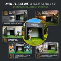 Simulateur de golf gonflable tout-en-un commercial, cabine de frappe intérieure noire avec logo personnalisé pour bureau, club, maison, studio