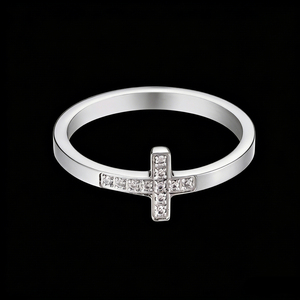 <span class=keywords><strong>Bague</strong></span> en <span class=keywords><strong>argent</strong></span> sterling 925 minimaliste, bijoux délicats, <span class=keywords><strong>croix</strong></span> en moissanite, diamant pour femmes - Product Image 2