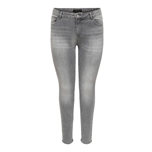 Pantalon crayon skinny gris clair pour femmes, tissu adoucissant, respirant, style streetwear, denim uni lavé, taille haute - Product Image 1