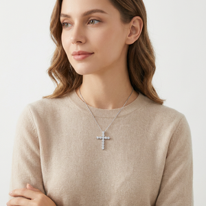 <span class=keywords><strong>Collier</strong></span> Pendentif <span class=keywords><strong>Croix</strong></span> Chrétienne en <span class=keywords><strong>Argent</strong></span> Sterling 925 avec Moissanite Couleur D de 3mm, Vente Chaude en Gros, Bijoux pour Hommes et Femmes - Product Image 6