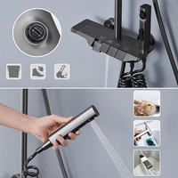 Système de Douche Complet et Moderne pour Salle de Bain, Fixation Murale, Effet Pluie, en Laiton, avec Mitigeur, Modèle Piano