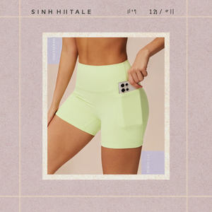 Shorts de Yoga de Cintura Alta para Mujer, Ecológicos, de Secado Rápido, Transpirables, con Bolsillo, para Correr, Fitness, Diseño Sólido - Product Image 3