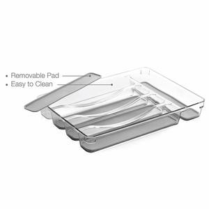Detalles de <span class=keywords><strong>cocina</strong></span> Organizador de cajones de utensilios y <span class=keywords><strong>cubiertos</strong></span>, divisor, bandeja, almacenamiento, antideslizante 5 compartimentos, transparente - Product Image 3
