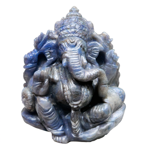 Idole du dieu Ganesha en saphir bleu - Unification de la divinité et de la tranquillité - Ganesh Murti - Statue de Ganapati - Décoration intérieure - Cadeau - Product Image 2