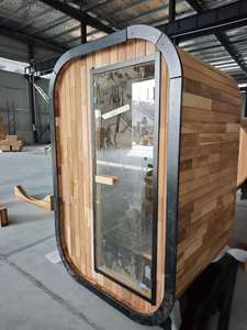 HELIUS - Sauna de Madera Maciza de Cedro/Hemlock Canadiense a Buen Precio, Sauna Exterior en Forma de Cubo para 1-2 Personas con Panel de Control - Product Image 6