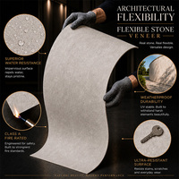 Revestimiento de Pared de Piedra Sintética MCM, Panel de Loseta Flexible de Arcilla Modificada, Imitación Piedra, Lámina de Travertino